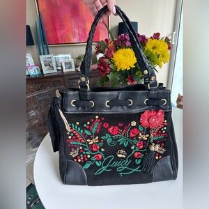 Juicy Couture Y2K Deadstock Daydreamer Black Floral Embroidered Bag 🌸